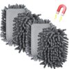 Epakh 4 Pieces Dry Erase Board Magnetic Whiteboard Dry Erase Erasers Washable Microfiber Shag for Presentation Boards Home and Office Use(Gray)