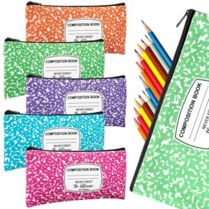 Epakh 5 Pcs Back to School Gifts Teacher Pencil Case Pouch 8.7 x 3.9 Inches Composition Portable Pencil Bag with Zipper Multipurpose Cute Pen Pouch for Student Teacher Stationery Organizer (Classic)