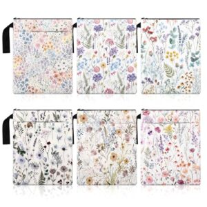 Epakh 6 Pcs Book Sleeve with Zipper Book Covers for Paperbacks, Protector Hardcover Black Vibrant Floral Printed Pouch Bags for Lovers Teacher Student Gifts, Medium 11 x 8.7 Inch