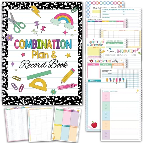 Epakh Teacher Planner and Record Book Combination 8.7 x 11.2 Inch Teacher Grade Book Lesson Planners 2026-2027 Spiral Academic Classroom Attendance Essentials Organizers Home Office School Supplies