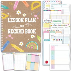 Epakh Teacher Planner and Record Book Combination 8.7 x 11.2 Inch Teacher Grade Book Lesson Planners 2026-2027 Spiral Academic Classroom Attendance Essentials Organizers Homeschool Office Supplies