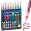 EpenGo 12 Colors Acrylic Glitter Markers, 0.7mm Fine Tip Paint Pens for DIY