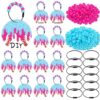 Equsion 12 Set Ice Cream Drip Baseball Bag Tags Baseball Party Favors Keychain DIY Bead Acrylic Charms Key Chain Making Kit Craft for Team Gifts Sports Backpack Accessories