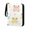 Eraedgza Cute Frog Card Binder 4-Pocket Trading Card Holder with 50-Page Sleeves, 3-Ring Zipper Storage Case for Trading Sports Game Cards
