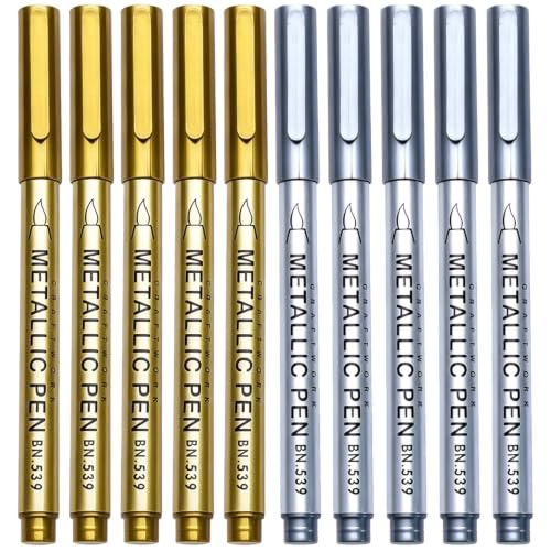 ERINGOGO 20pcs Metallic Paint Markers Fine Tip Silver Gold Ink Pens for Card Making Scrapbooking Autograph Signing Craft Art Projects with Permanent Fade-resistant Ink Multiple Surfaces