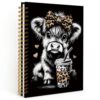 ERKCNBEND Western Highland Cow Spiral Journal Notebook,Leopard print Bow Cute Hardcover Journal Notebook for Work Office Gifts,5.5x8.3 Inch