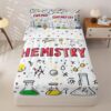 Erosebridal Chemistry Chemical Zipper Bedding Queen Equation Science Test Tube Zip Up Bedding Set for Boys and Kids,Bed in a Bag Comforter with Fitted Sheet and 2 Pillowcases