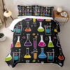 Erosebridal Chemistry Twin 2 Piece Quilt Set,Soft Lightweight Bedspread Coverlet with Pillowcase,Colorful Chemical Test Tube Science Bedding Housewarming Gift for Bedroom Decor Quilted Blanket