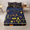 Erosebridal Chemistry Zipper Bedding 4 Piece Comforter Set - Full Size Zip Up Comforter with Fitted Sheet & 2 Pillowcases,Chemical Equation Test Tube Science Bed in a Bag,Easy Bed-Making