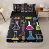 Erosebridal Chemistry Zipper Bedding Twin - 4 Piece Zip Up Comforter & Fitted Sheet Set with 2 Pillowcases,Colorful Chemical Test Tube Science All Season Lightweight Bed in a Bag for Boys & Girls