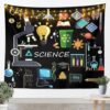 Erosebridal Science Theme Tapestry for Boys Girls Back to School Gifts Tapestries,Math Science Wall Art Science Formula Wall Decor Teens Kids Math Equation Tapestry Black,59”X82”