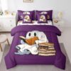 Erosebridal White Ghost 7 Piece Bedding Set King Brown Hardcover Books Comforter Set with Sheets Aged Book Stack Bed in a Bag Vintage Illustrated Bed Sets Comforter