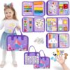 Esjay Toddler Busy Board, Montessori Toys Busy Book, Sensory Board Birthday Gifts for 3+ Years Old Girls Boys, Learning Educational Toy for Fine Motor Skills, Travel Activities for Airplane Car