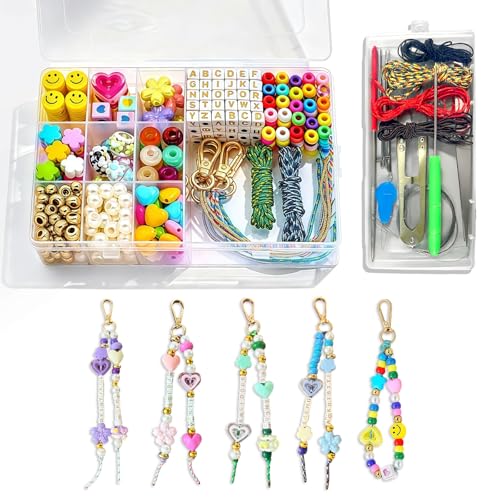 Esoes 433PCS Bag Charm & Keychain Making Kit for Women Girls, DIY Beaded Bracelet Making Kit with Alphabet Beads, Cute Key Chain Charm Supplies, Bead Kit for Phone Charms, Jewelry & Crafts