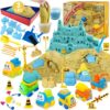ESSENSON Play Construction Sand Kit, 2 Colors, 6 Mini Construction Trucks