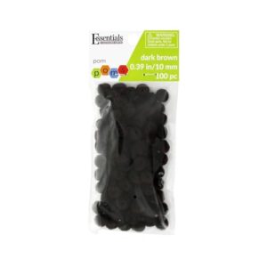 Essentials By Leisure Arts 10mm Dark Brown Cotton Pom Poms - 100 Piece Craft Supplies Decorative Craft Pom Poms