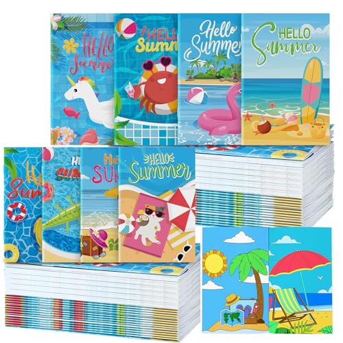 Estune 40 Pcs Summer Beach Coloring Book Pool Beach Summer Party Favors Mini Small Coloring Book Bulk Birthday Party Present DIY Craft Home