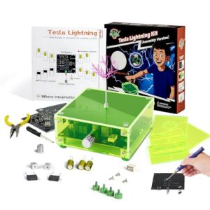 eUda+ STEM Tesla Lightning Kit for Kids&Adults Science Kits for Kids Age 12-14 Build Your Tesla Coil Kit Stem Kits for Kids Age 14-16 Soldering Practice Kit for Beginners 12+ (Soldering Version, RFG)