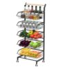 euppaury 5-Tier Utility Kitchen Cart Storage, Fruit Vegetable Basket, Rolling Utility Carts, Metal Wire Storage Basket Cart for Fruit Potato Onion Vegetable Snack Produce, Black Black