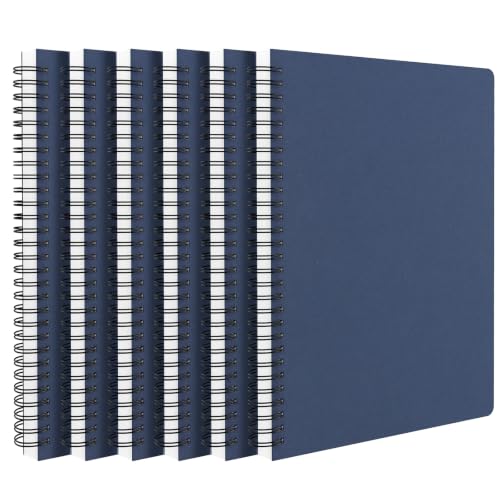 EUSOAR B5 Notebook Spiral, 6 Packs 7.3" x 10.2" Royal Blue College Ruled Notebook, 120Pages/ 60Sheets Small Spiral Lined Subject Business Notebooks Journal Notepad Bulk for Work School Note Taking