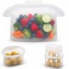 Everbag Silicone Food Storage Bags, Reusable Leakproof Wide-Opening Bags, Microwave, Freezer and Dishwasher Safe ，White