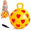 EVERICH TOY Hopper Ball,15In Sit On Bouncy Ball with Handle, Red Heart Girls Toys - Fun Indoor Active Play, Inflatable Balance Toys for Girls Boys Birthday Gifts 3 4 5 6 Years Old (Yellow)