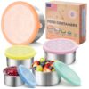 Everusely - Stainless Steel Food Containers with Lids - Set of 5, Sorbet Collection - Airtight Stainless Steel Food Storage - Meal Prep Nesting Snack Holders - Metal Lunch Box - Portable & Reusable