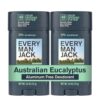 Every Man Jack Men's Deodorant - 48-Hour Odor Defense Blend - Aluminum Free - Contains Postbiotics, Tapioca Starch & Oat Powder - Australian Eucalyptus Scent - 2.6 oz (2 Pack)