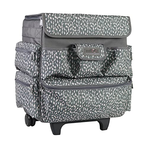 Everything Mary Teacher Rolling Tote – Grey & White Wheeled Bag for Classroom Supplies – Portable Organizer Cart for Teaching Materials, Crafts & Office Essentials