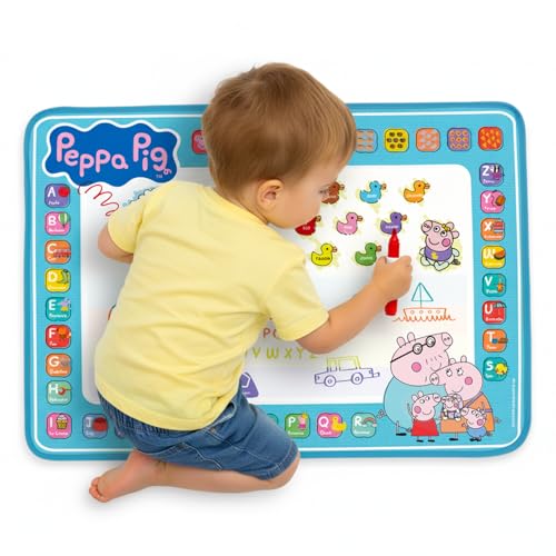 Evie Pig Water Doodle Mat for Kids 50x70cm - Mess Free Aqua Magic Drawing Mat with Pens, Portable Reusable Coloring Pad, Travel Educational Toy Birthday Christmas Gift for Toddler Boys Girls Ages 3-8