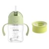 Evorie 7 Oz Tritan Baby Straw Cup (6M+) with 360 Trainer Lid (12M+) Bundle (Light Matcha+Green Grape)