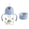 Evorie 7 Oz Tritan Baby Straw Cup (6M+) with 360 Trainer Lid (12M+) Bundle (Puppy B+Sea Salt Blue)