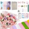 EWEIS 650PCS Pipe Cleaners Flower Kit, 7 Colors Chenille Stems Bulk for DIY Craft, Adults Beginners Flower Making Set with Floral Wires, Stamens, Wrapping Paper, Pink Tulip Bouquet Gift Box