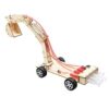 Excavator Handicraft Wooden Mechanical Model, 4 Wheels Tire Version Hydraulic Excavator Model Educational Wooden Science Experiment Tool for Students