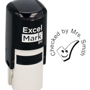 ExcelMark Checked by - Custom Round Self-Inking Teacher Stamp