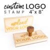 ExcelMark Custom Logo Stamp - Personalized Wood Rubber Stamp - Upload Your Own Image (4"x8")