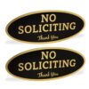 ExcelMark No Soliciting Sign for House or Business – Durable Indoor/Outdoor Sign – Easily Attach to Front Door - UV and Weather Resistant (Small - 2"x 5", Black with Gold Letters) (Pack of 2)