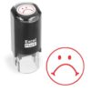 ExcelMark Round Teacher Stamp - Frown FACE 1 - RED Ink