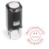 ExcelMark Round Teacher Stamp - Incomplete Sentences - RED Ink