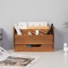 ExoLiry Rustic Brown Wood Desktop Stationery Organizer Mail Sorter Office Supplies Multiple Compartments Bottom Storage Drawer Wooden Caddy Pencil Holder Pen Scissors Tabletop Home Studio Workstation