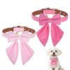 EXPAWLORER 2 Pack Small Dog Collar with Cute Bow Tie & Bell - Soft Durable PU Leather Girl Puppy Collar for Small Dogs, Adjustable Metal Buckle for Female Pets, Pink & Rose S