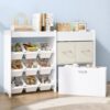 EXPERLAM Toy Storage Organizer, 9 Bins, 2 Drawers, Toy Chest, White Bins
