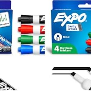 EXPO Dry Erase Markers, Low Odor Ink, Assorted Colors, Chisel Tip, Whiteboard, Calendar, Organization, Essential Supplies for Office, School, Classroom, Teachers, 4 Count (Pack of 2)