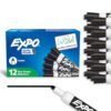 EXPO Dry Erase Markers, Low Odor Ink, Black, Bullet Tip, 12 Count - Whiteboard, Calendar, Organization, Essential Supplies for Office, School, Classroom, Teachers (Pack of 12)