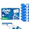 EXPO Dry Erase Markers, Low Odor Ink, Blue, Chisel Tip, Whiteboard, Calendar, Organization, Essential Supplies for Office, School, Classroom, Teachers (Pack of 144)