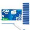 EXPO Dry Erase Markers, Low Odor Ink, Blue, Fine Tip, 12 Count - Whiteboard, Calendar, Organization, Essential Supplies for Office, School, Classroom, Teachers