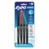 EXPO Vis-a-Vis Wet Erase Markers, Fine Point, Assorted, 4 Count