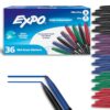 EXPO Wet Erase Markers, Semi-Permanent, Fine and Ultra-Fine Tips, 36 Count - For Writing on Glass, Whiteboards, Mirrors, Calendar, Labeling, Organizing