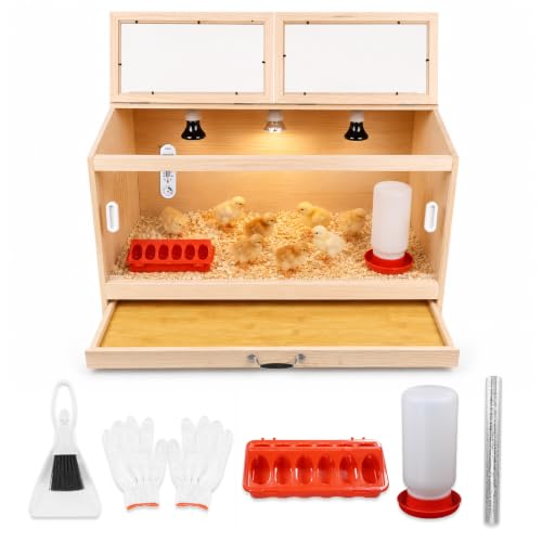 Extra Large Drawers Wooden Brooder Box for Chicks,Chicken Brooder Box,Equipped with an intelligent temperature control system,Includes Cleaning Tools,31.5 X 15.75 X 18.1 inches,Fits Other Small Pets