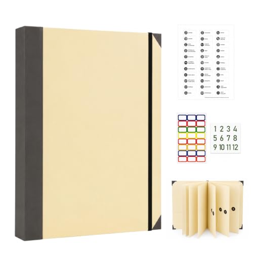 Extra Large Important Document Organizer Binder with Labels and Pockets, 2" Spine Expanding File Folder for Birth Certificates, Passports & Wills, High-Capacity Family Emergency Binder, Yellow